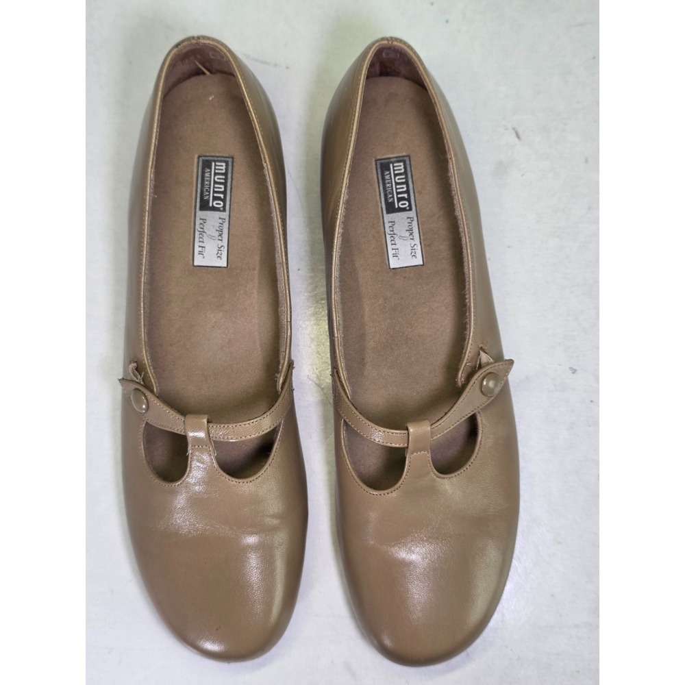 Munro American Mary Jane Women's Shoes Size 9 Beige Tan Leather‎ Slip On Loafers